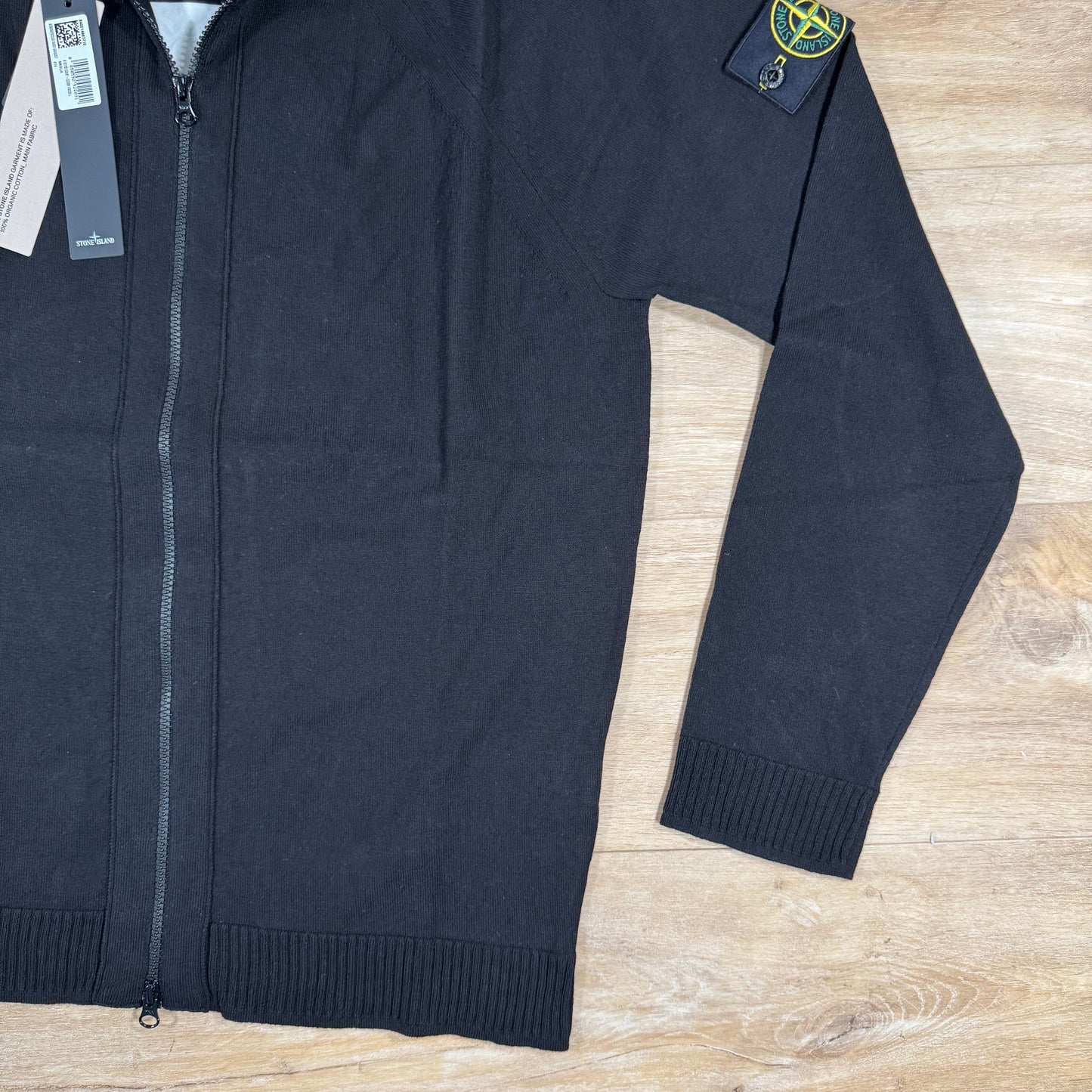 Stone Island Light Organic Cotton Knit Cardigan in Black