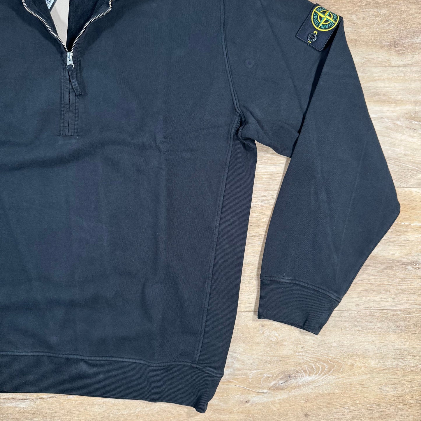 Stone Island Brushed Organic Cotton Half-Zip Sweatshirt in Black