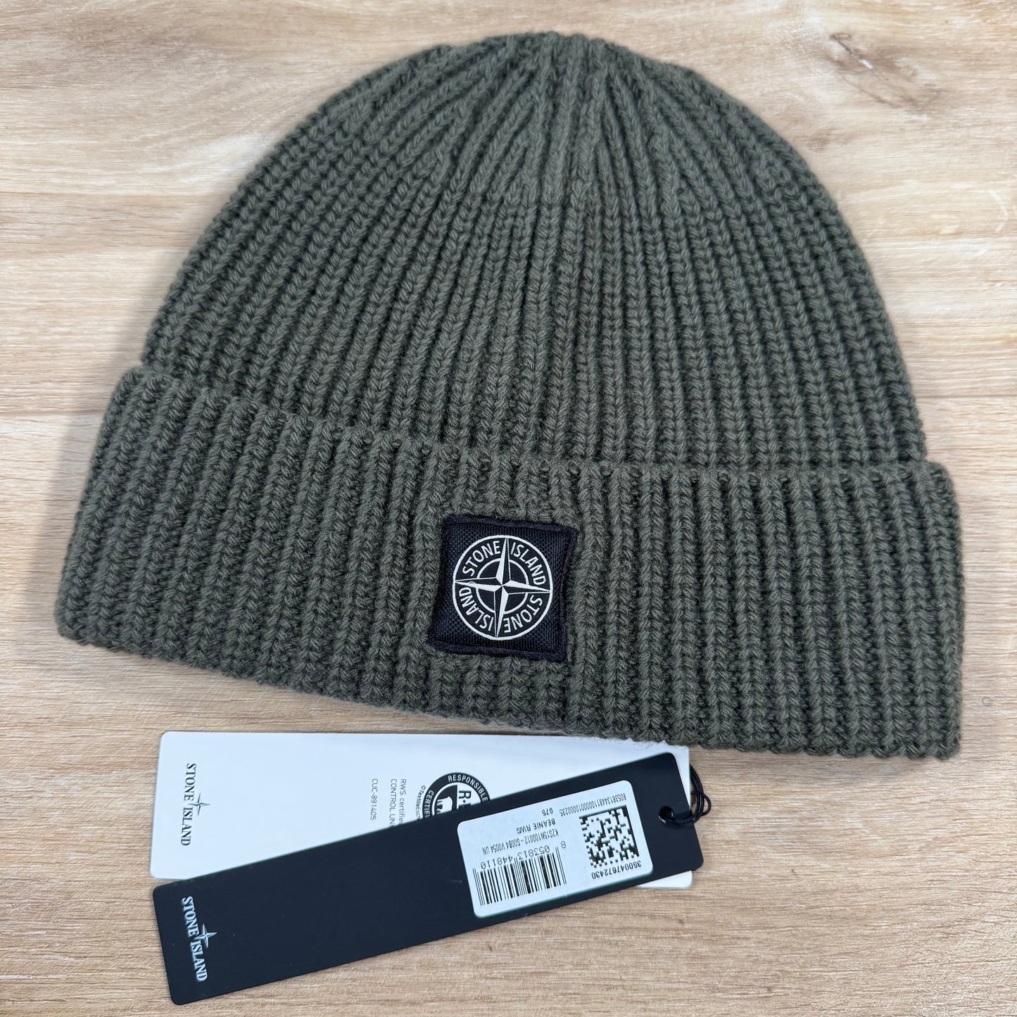 Stone Island RWS Geelong Wool Beanie in Military Green