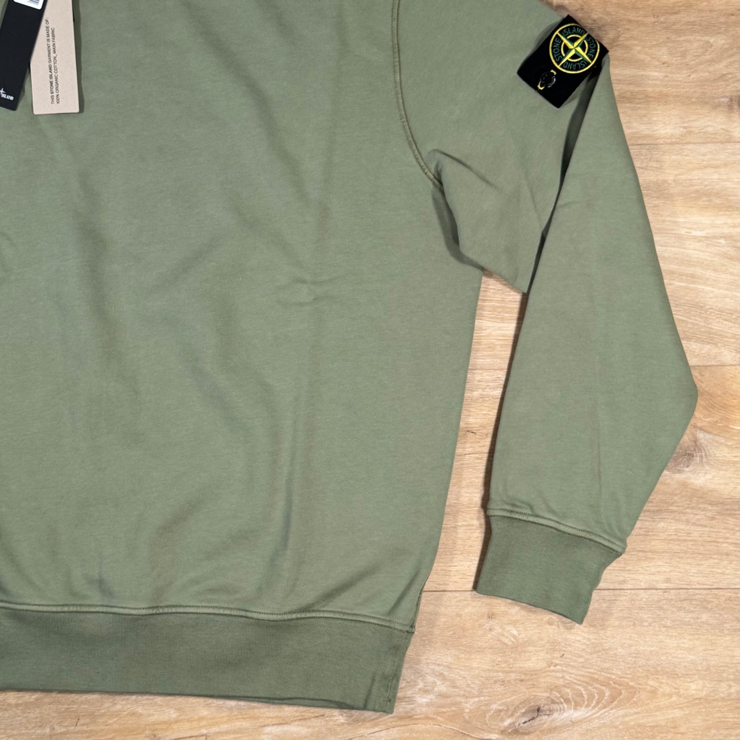 Stone Island Organic Cotton Fleece Crewneck Sweatshirt in Sage Green