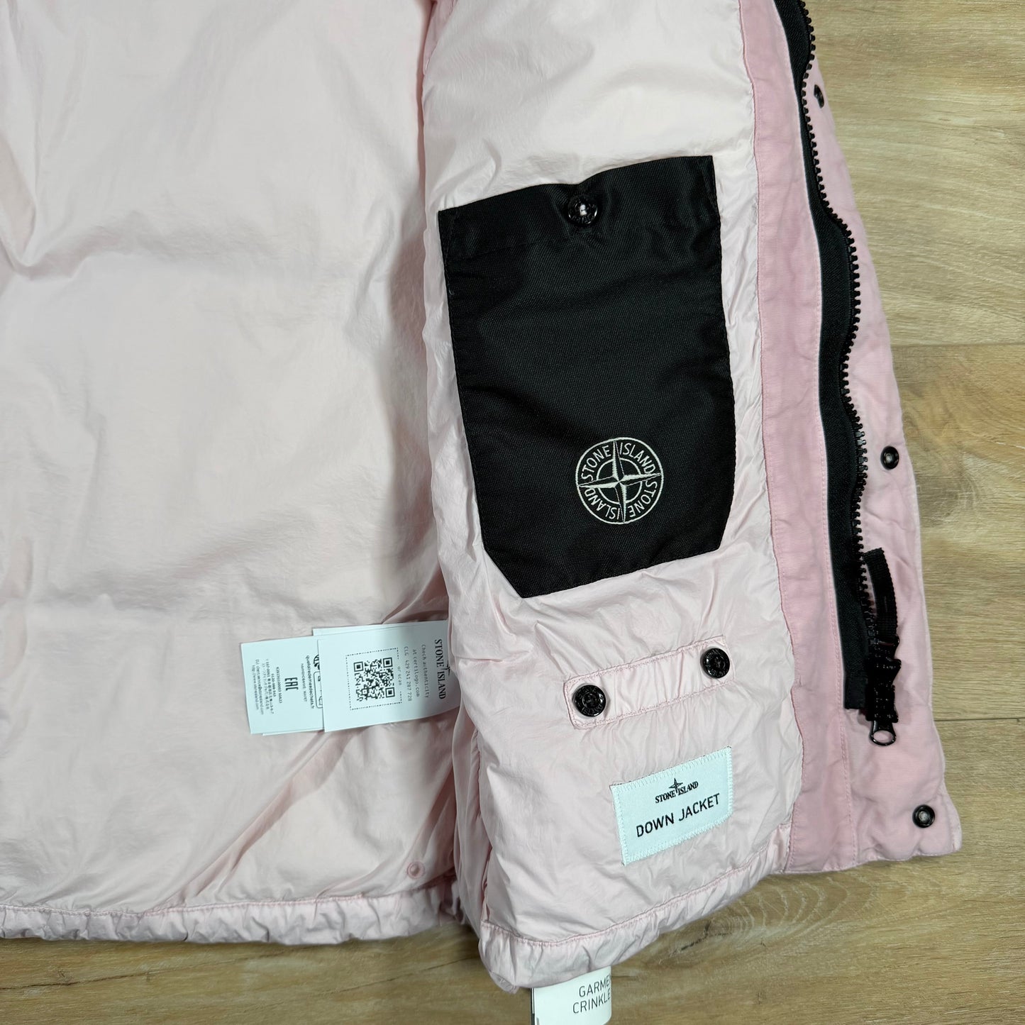 Stone Island Crinkle Reps NY Nylon Down Vest in Pink