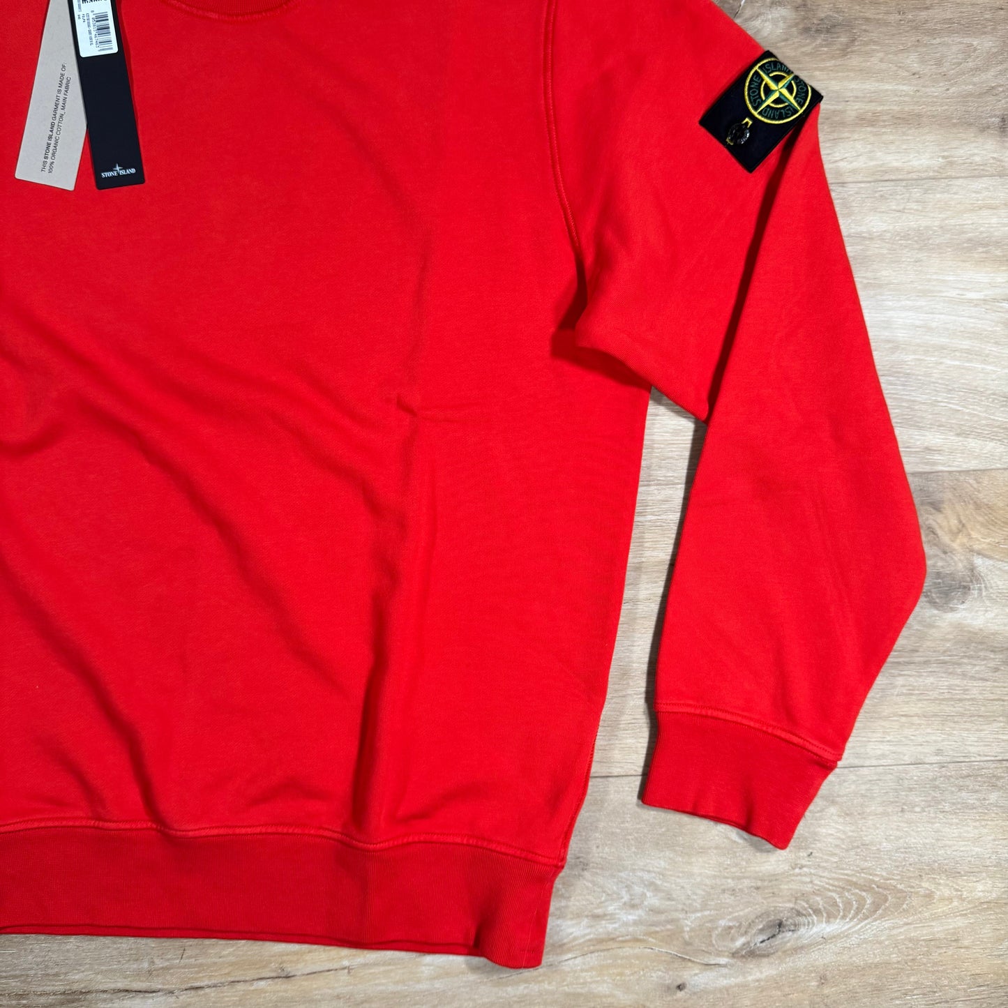 Stone Island Organic Cotton Fleece Crewneck Sweatshirt in Scarlet Red