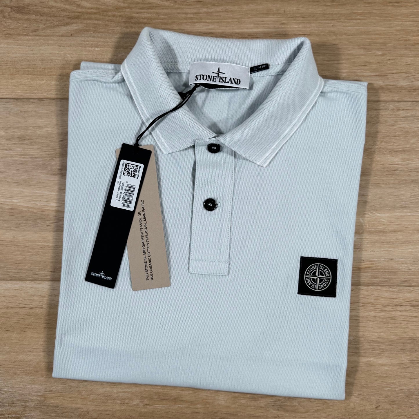 Stone Island Organic Cotton Pique Polo Shirt in Sky Blue