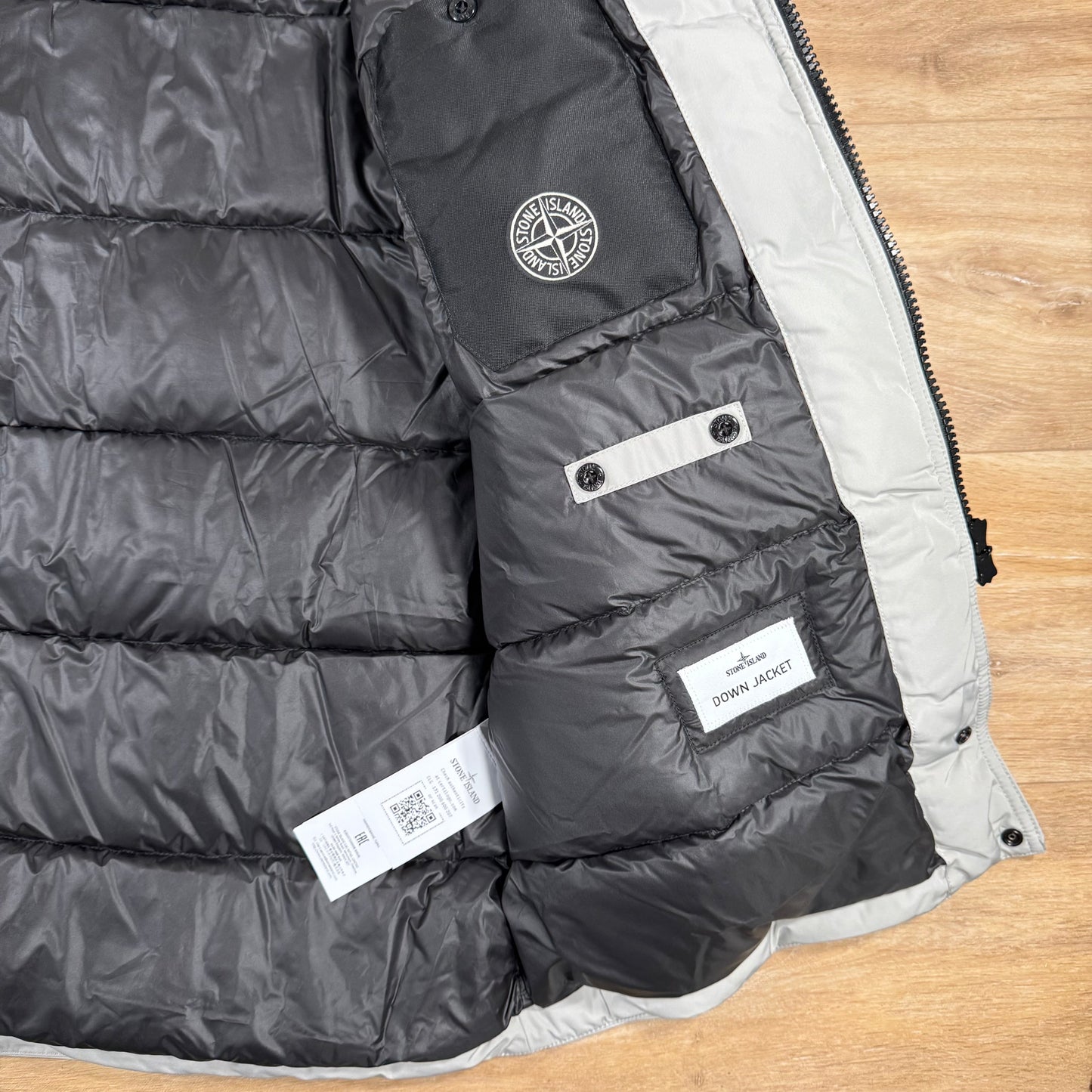 Stone Island Micro Twill Down Parka in Pearl Grey