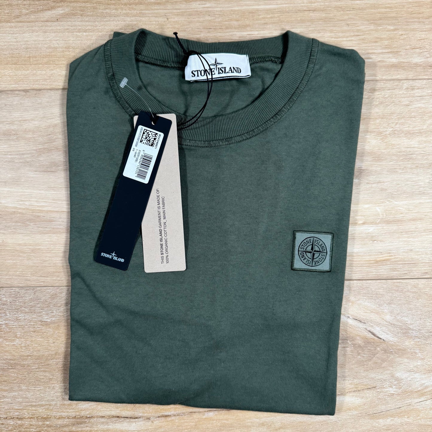 Stone Island Patch Logo Cotton T-Shirt in Musk Green