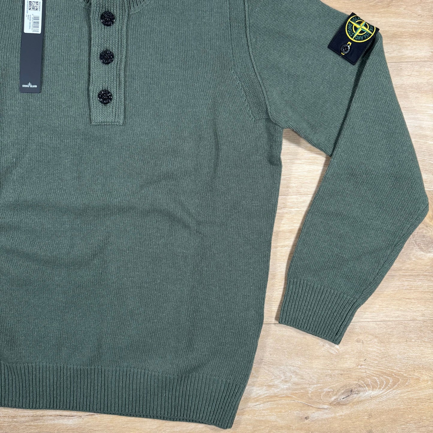 Stone Island Lambswool Half-Zip Jumper in Military Green