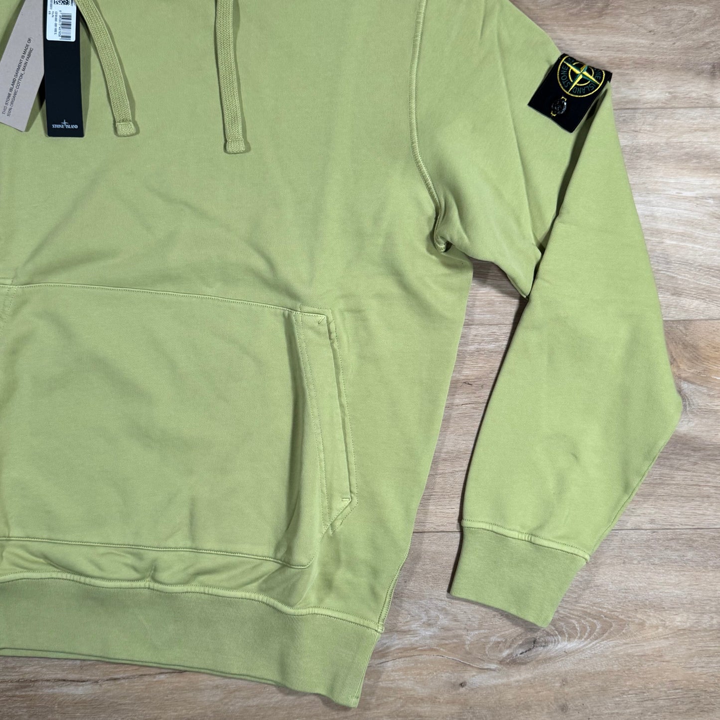 Stone Island Organic Cotton Fleece Pullover Hoodie in Fern Yellow