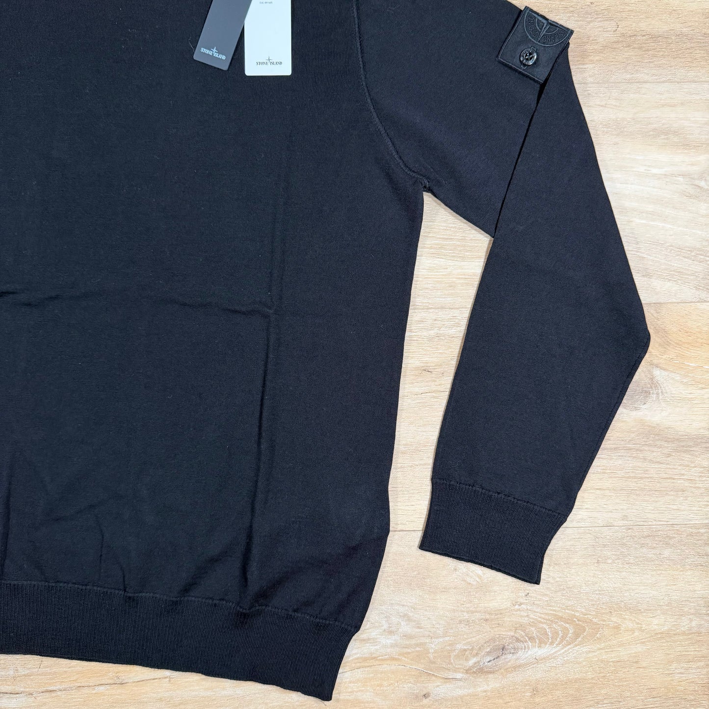 Stone Island Ghost Pure Light RWS Wool Crewneck Jumper in Black