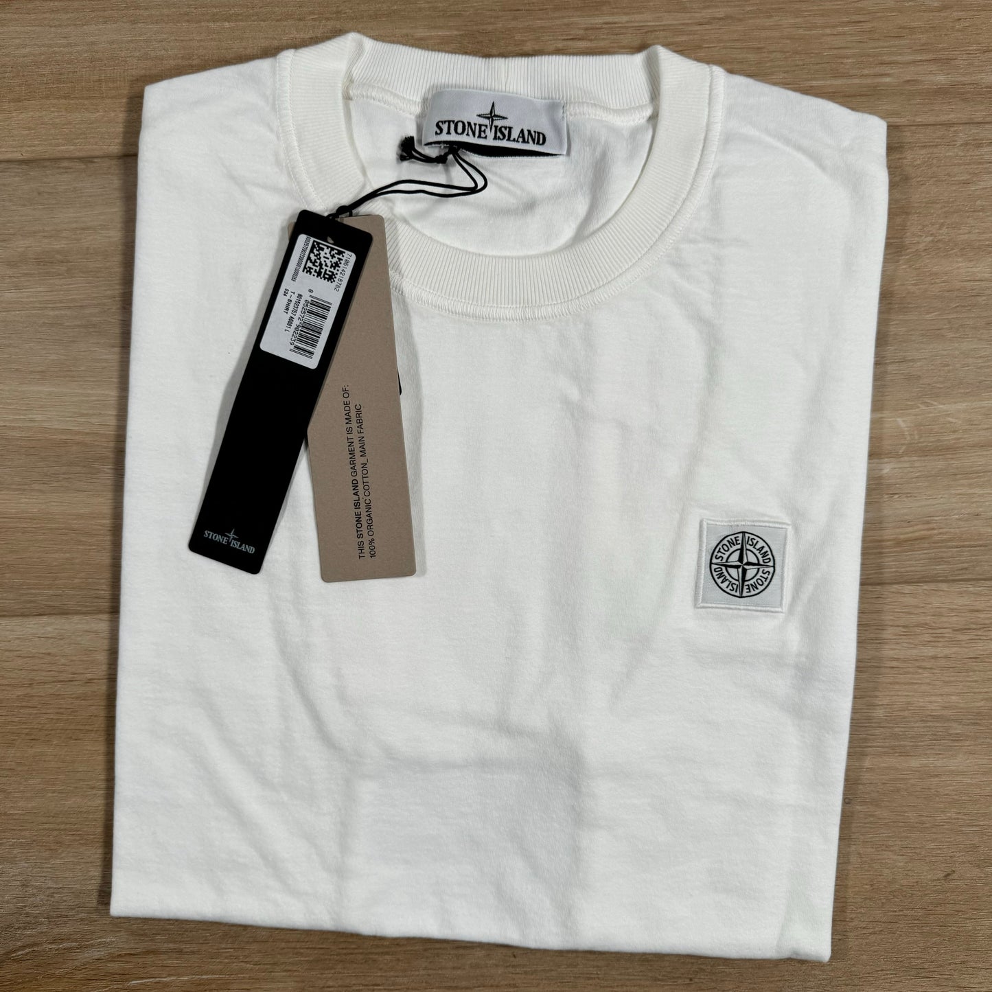 Stone Island Fissato Effect Patch Logo T-Shirt in White