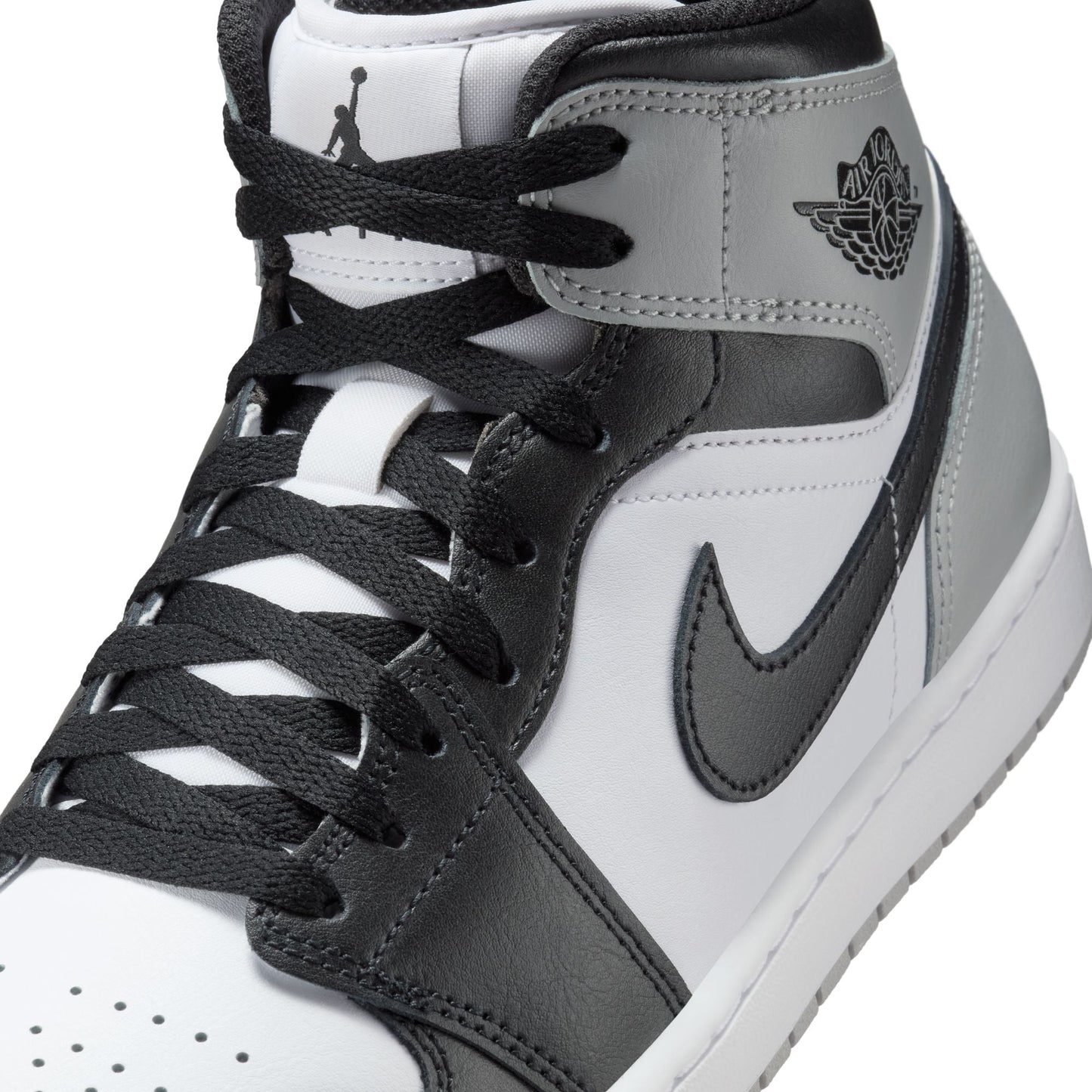Air Jordan Mens 1 Mid - White/Smoke Grey
