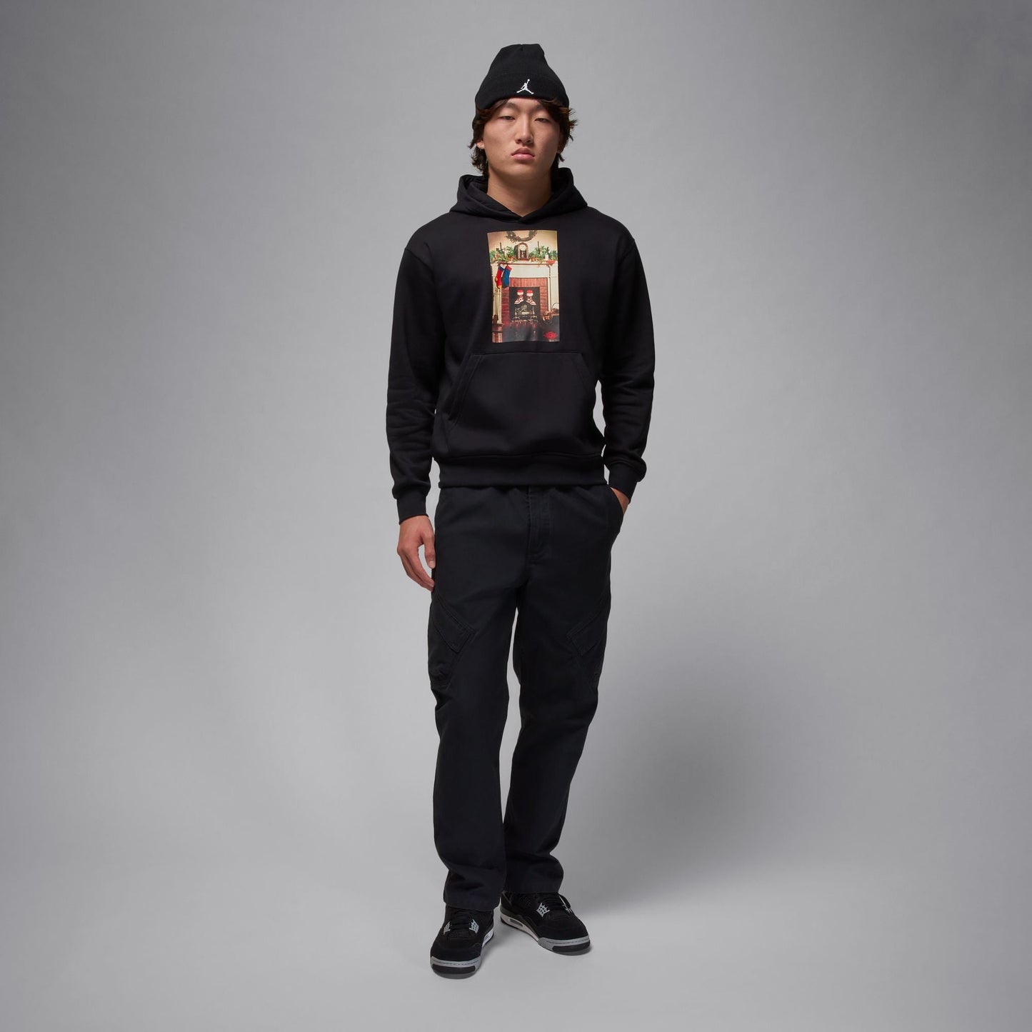 Air Jordan Mens Jumpman Chimney Hoodie - Black