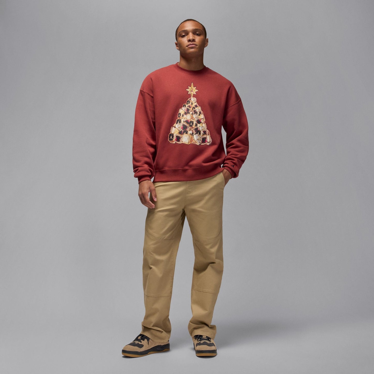 Air Jordan Mens Holiday Fleece Crewneck - Redstone