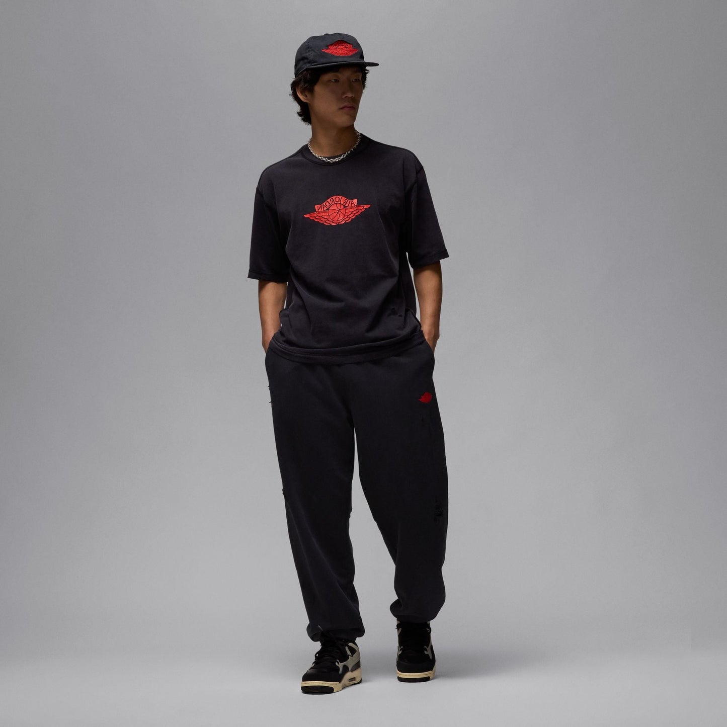 Air Jordan Mens Rare Air Tee - Black/Chile Red