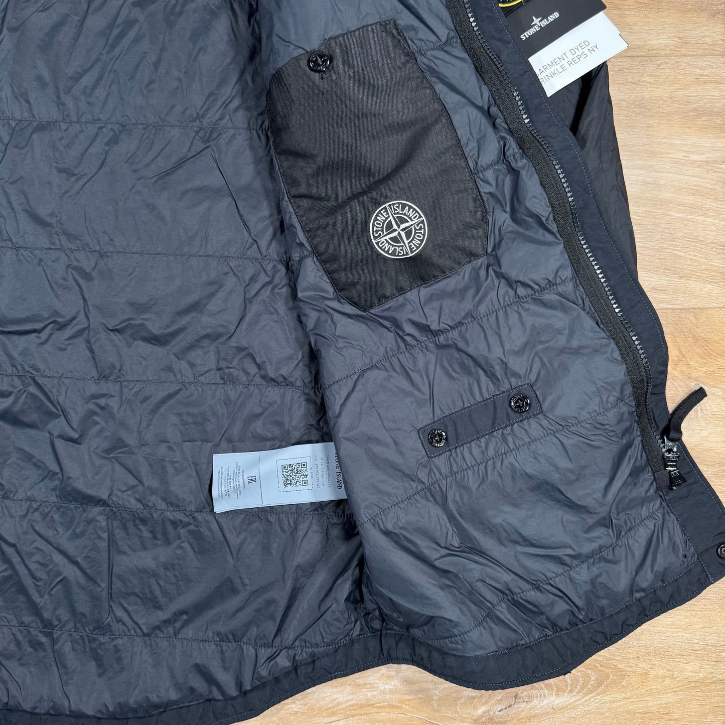 Stone Island Garment Dyed Crinkle Reps NY Overshirt in Black