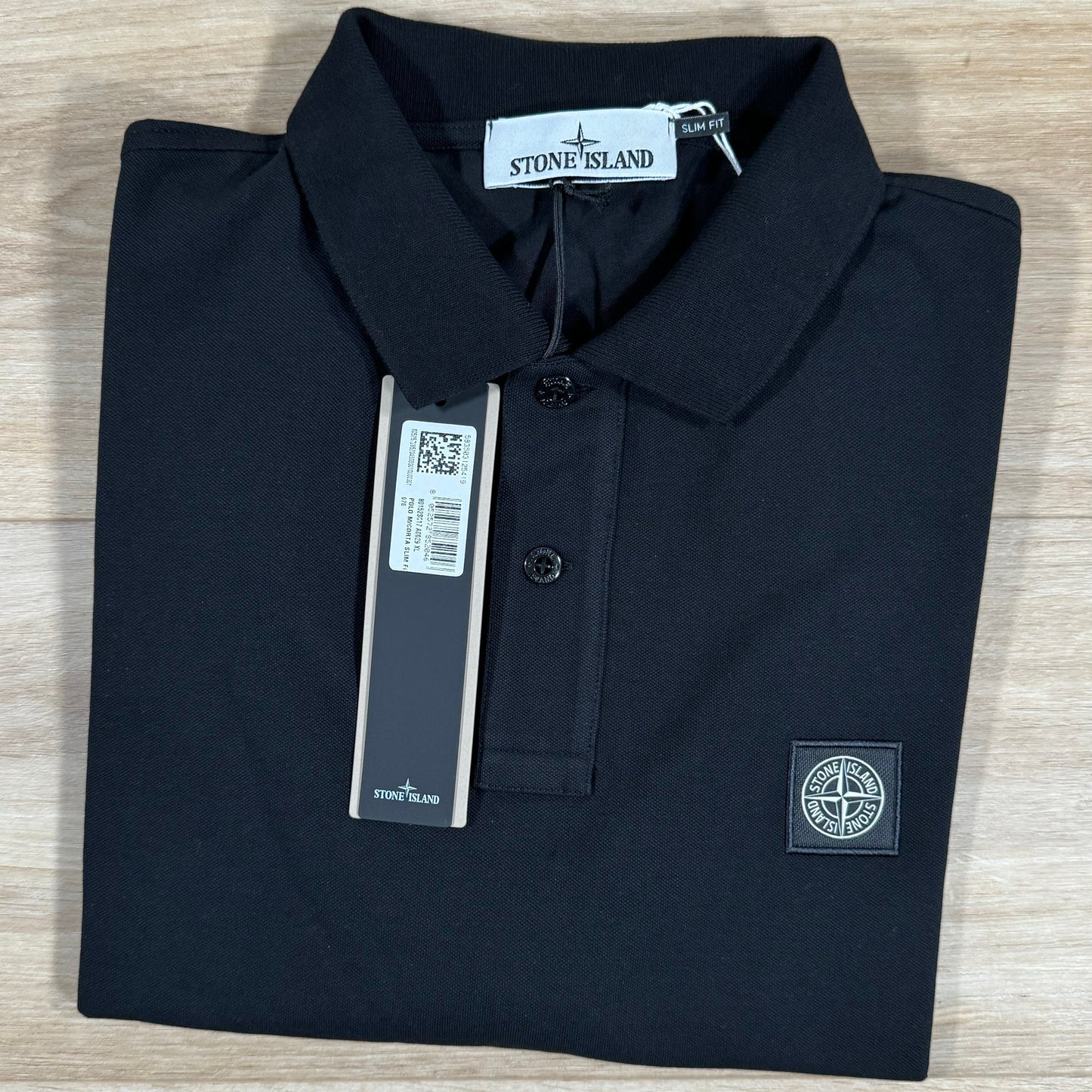Stone Island Organic Cotton Pique Polo Shirt in Black