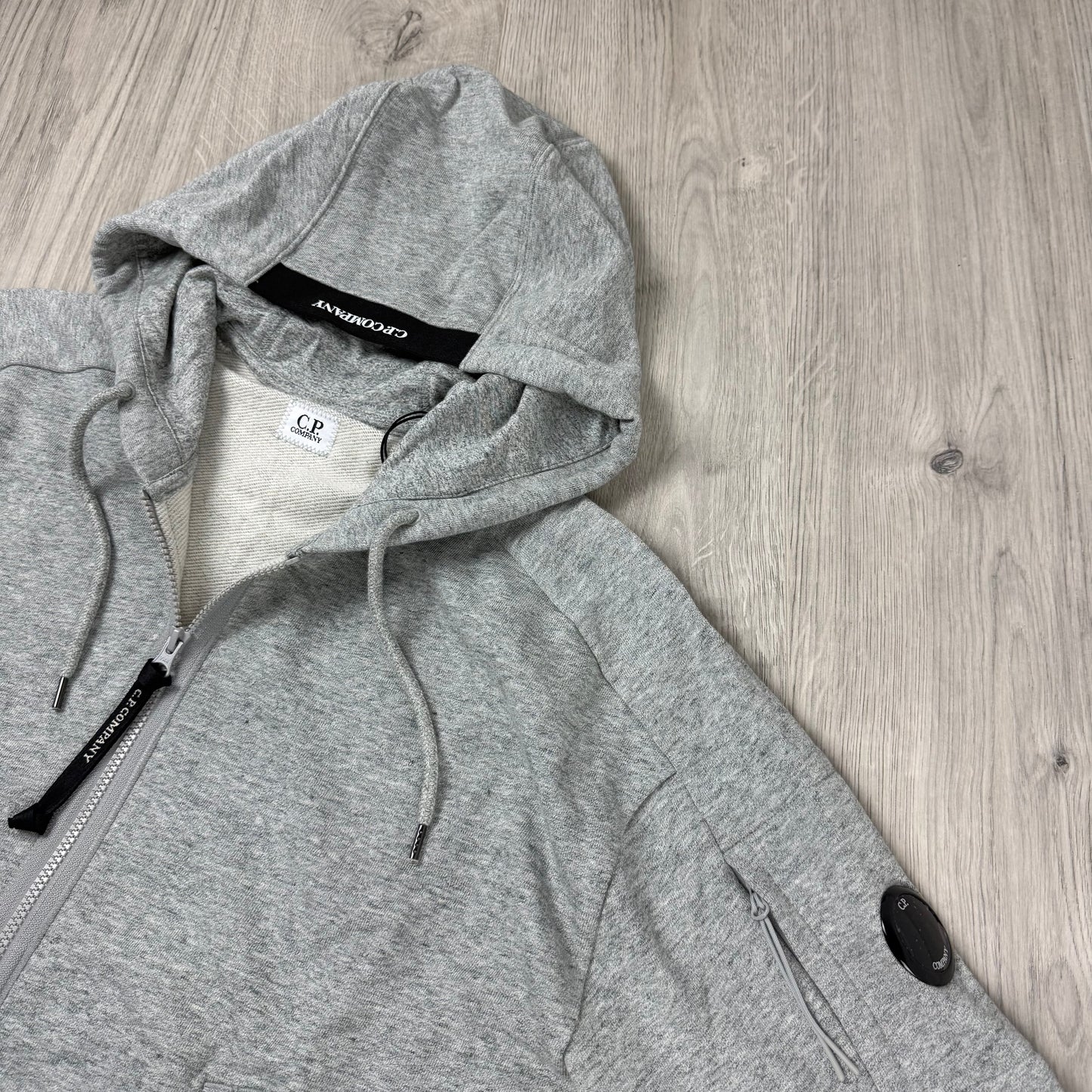 CP Company Raised Fleece Zip Hoodie - Grey