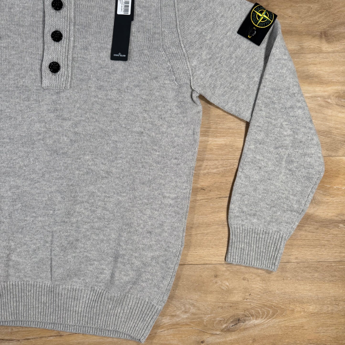 Stone Island Lambswool Half-Zip Jumper in Grey Melange