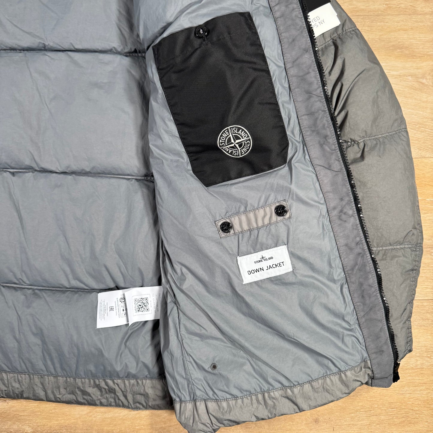 Stone Island Crinkle Reps NY Nylon Down Jacket in Cement