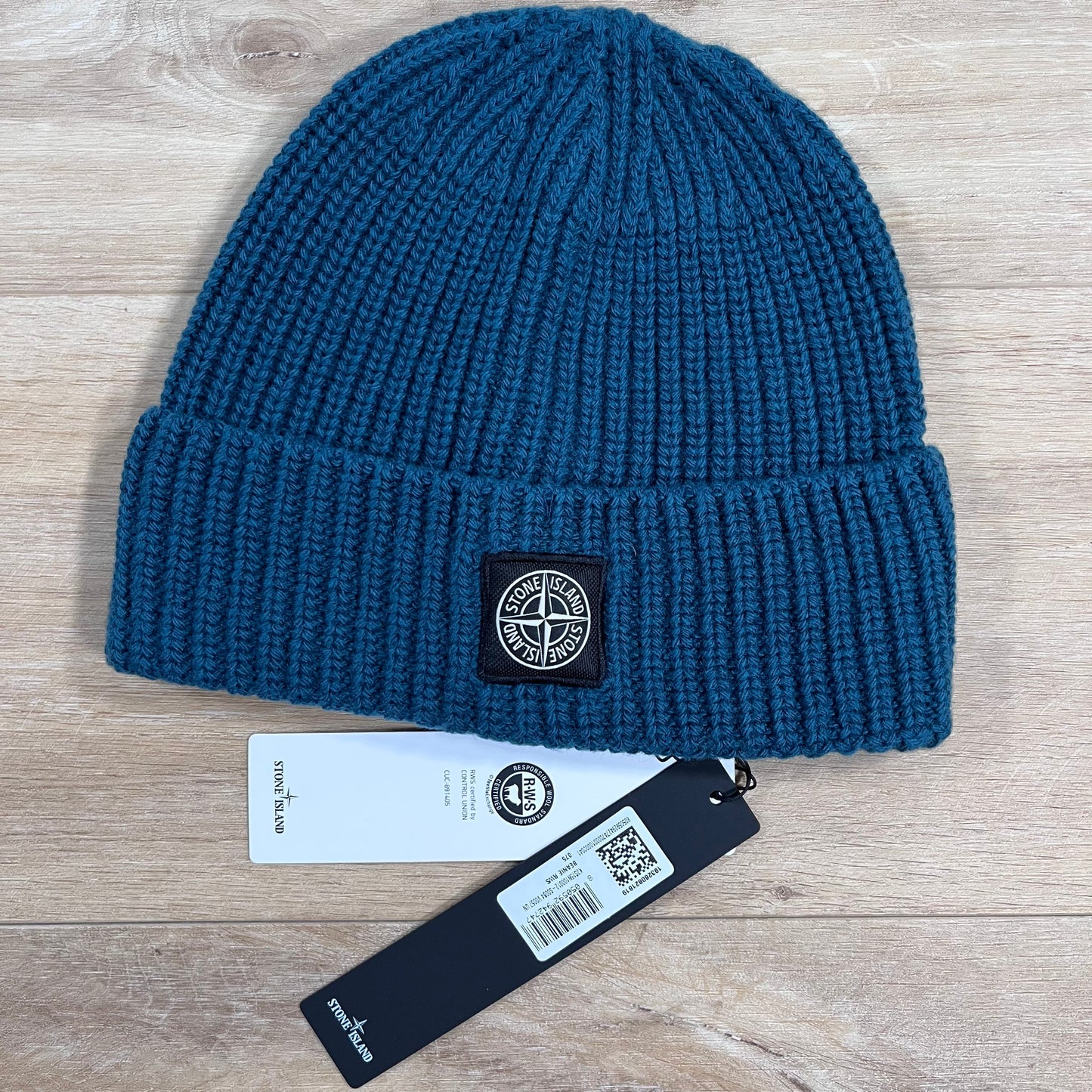 Stone Island RWS Geelong Wool Beanie in Dark Teal Green