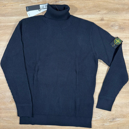 Stone Island Full Rib RWS Wool Turtleneck Jumper in Navy