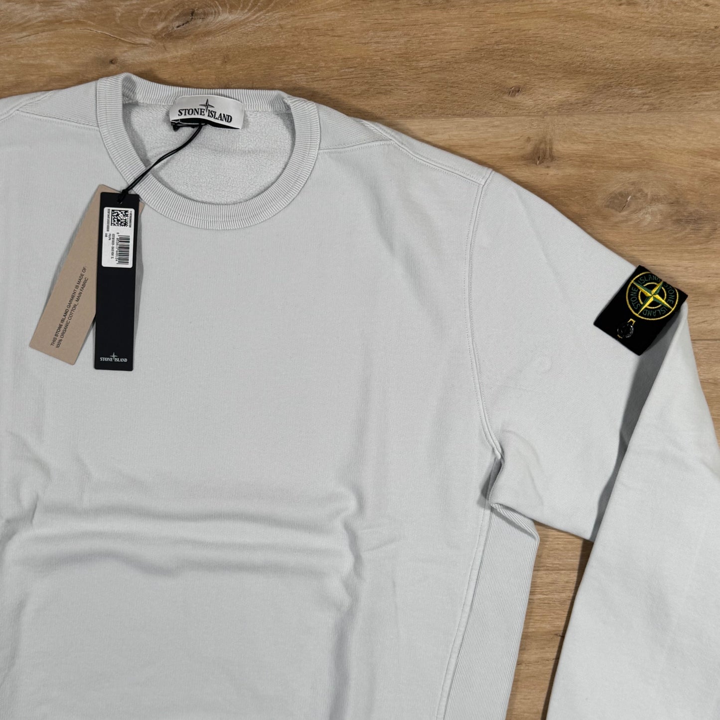 Stone Island Brushed Organic Cotton Fleece Crewneck Sweatshirt in Sky Blue