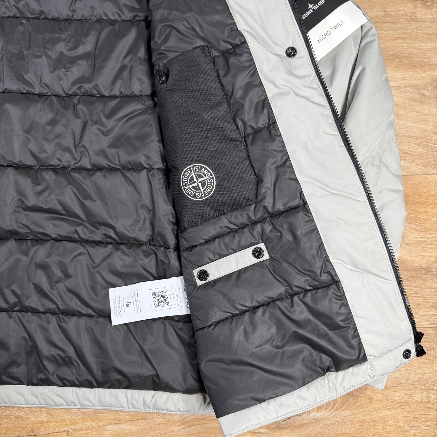 Stone Island Micro Twill Padded Jacket in Pearl Grey