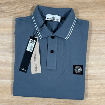 Stone Island Organic Cotton Pique Polo Shirt in Avio Blue