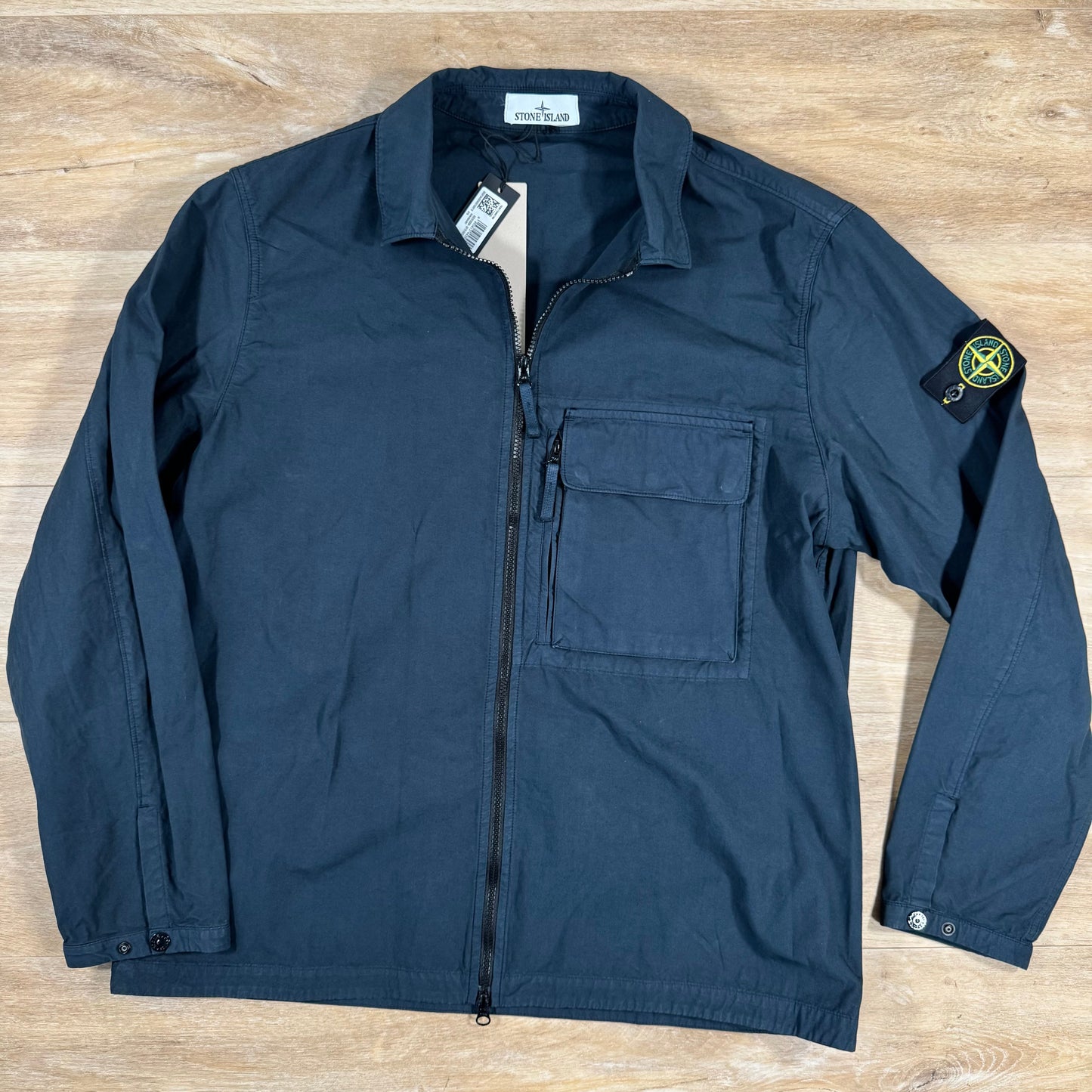 Stone Island Canvas Weave Cotton Overshirt in Navy