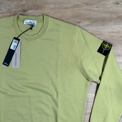 Stone Island Organic Cotton Fleece Crewneck Sweatshirt in Fern Yellow