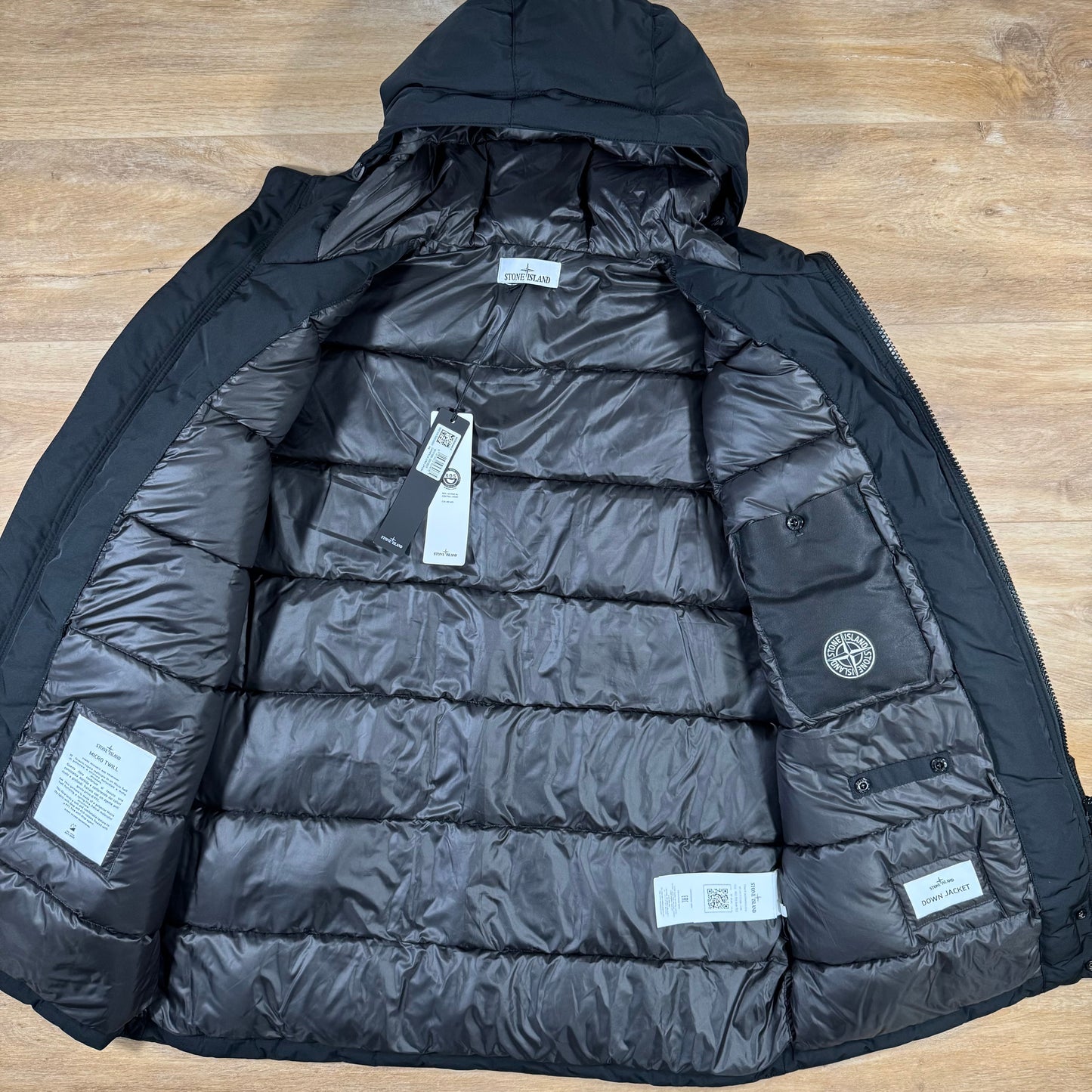 Stone Island Micro Twill Down Parka in Black