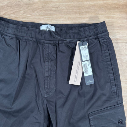Stone Island Organic Stretch Cotton Cargo Bermuda Shorts in Black