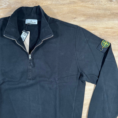 Stone Island Brushed Organic Cotton Half-Zip Sweatshirt in Black