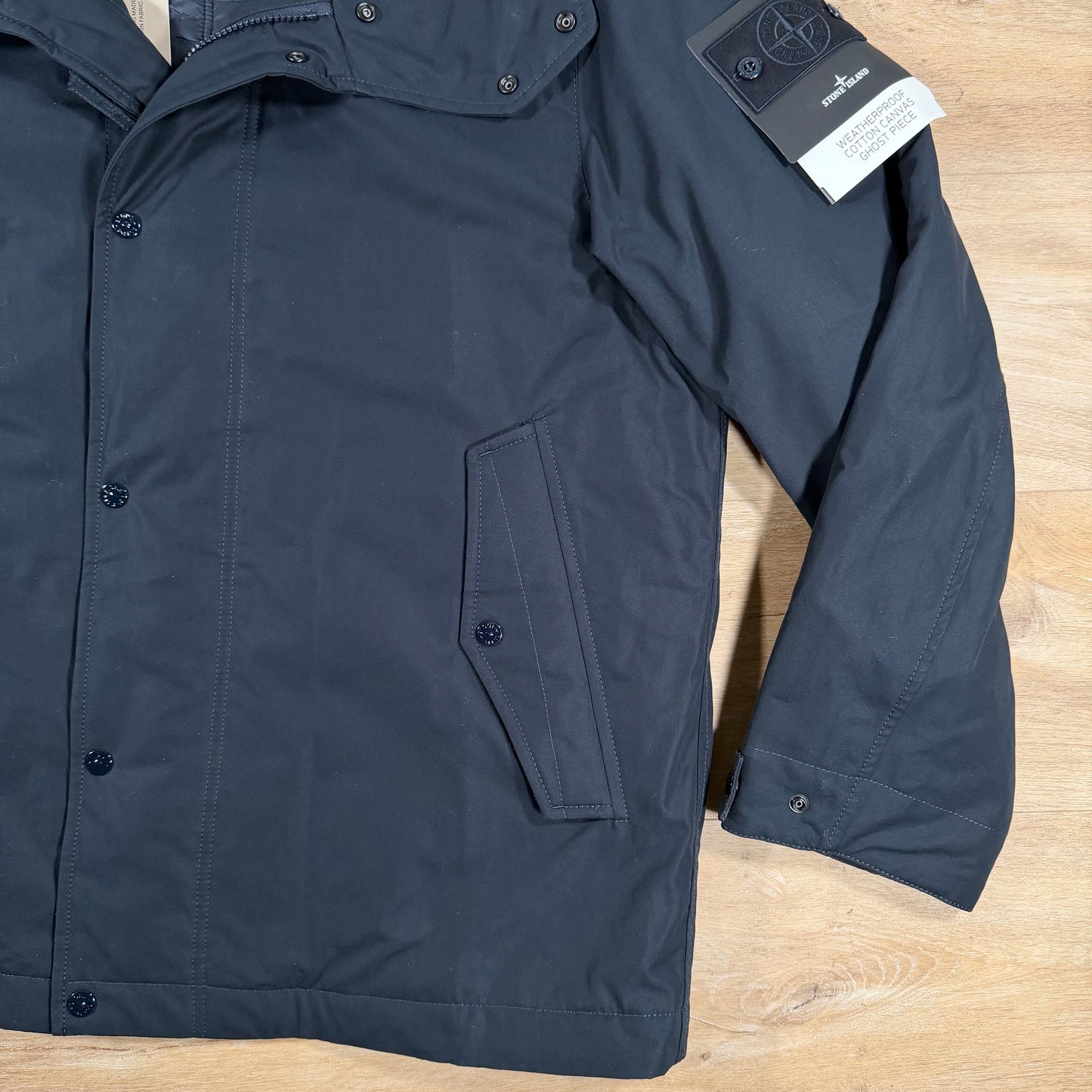 Stone Island Ghost Weatherproof Cotton Canvas Parka in Navy