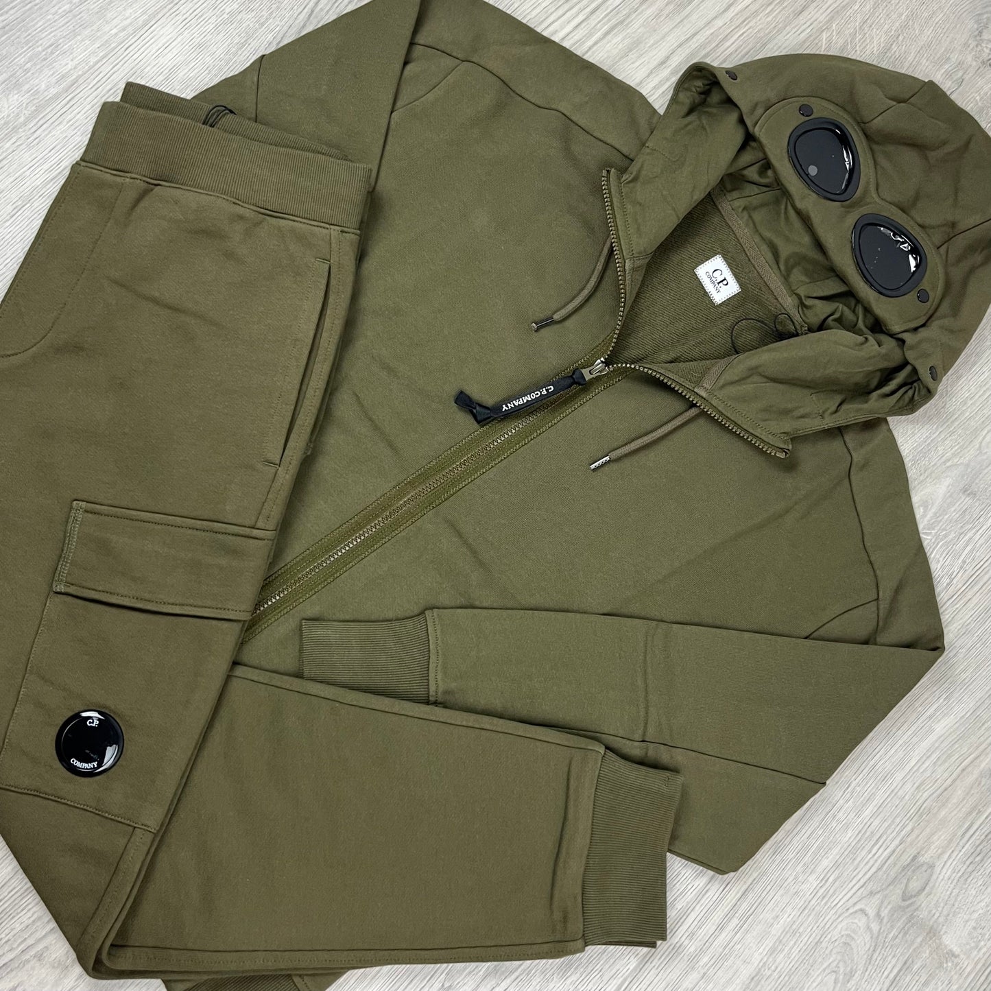 CP Company Raised Fleece Tracksuit - Ivy Green