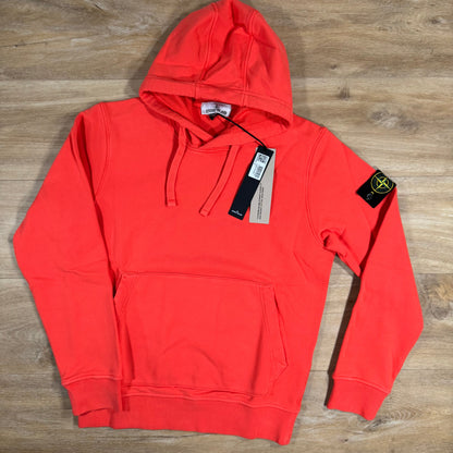 Stone Island Organic Cotton Fleece Pullover Hoodie in Papaya