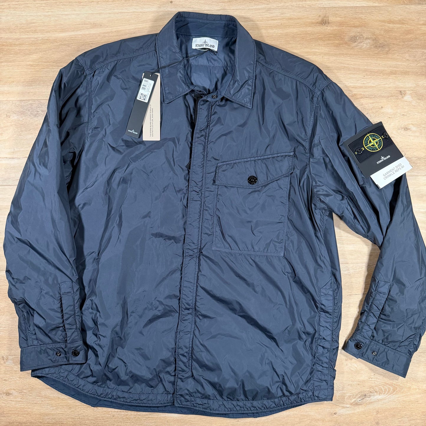 Stone Island Garment Dyed Crinkle Reps NY Overshirt in Navy