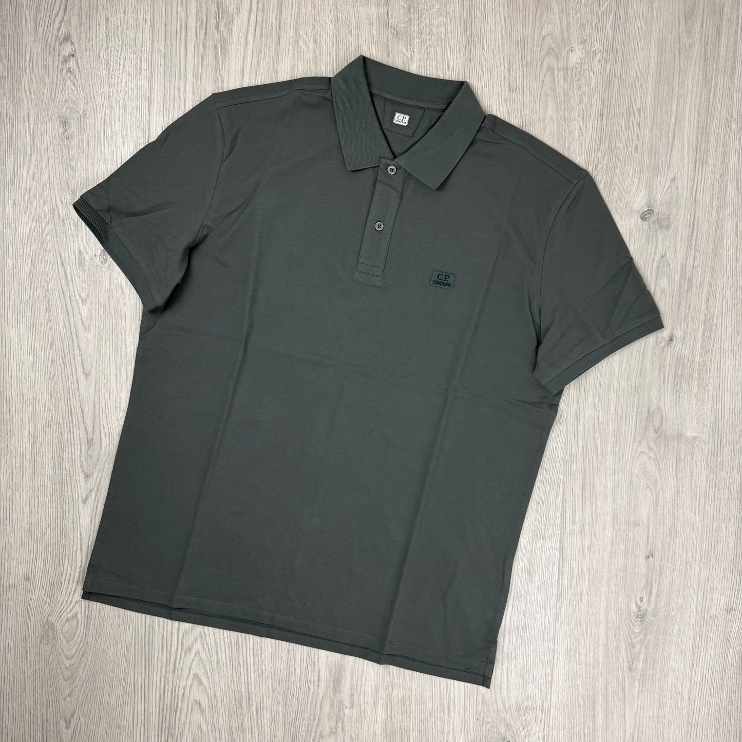 CP Company Piquet Polo Shirt - Gunmetal