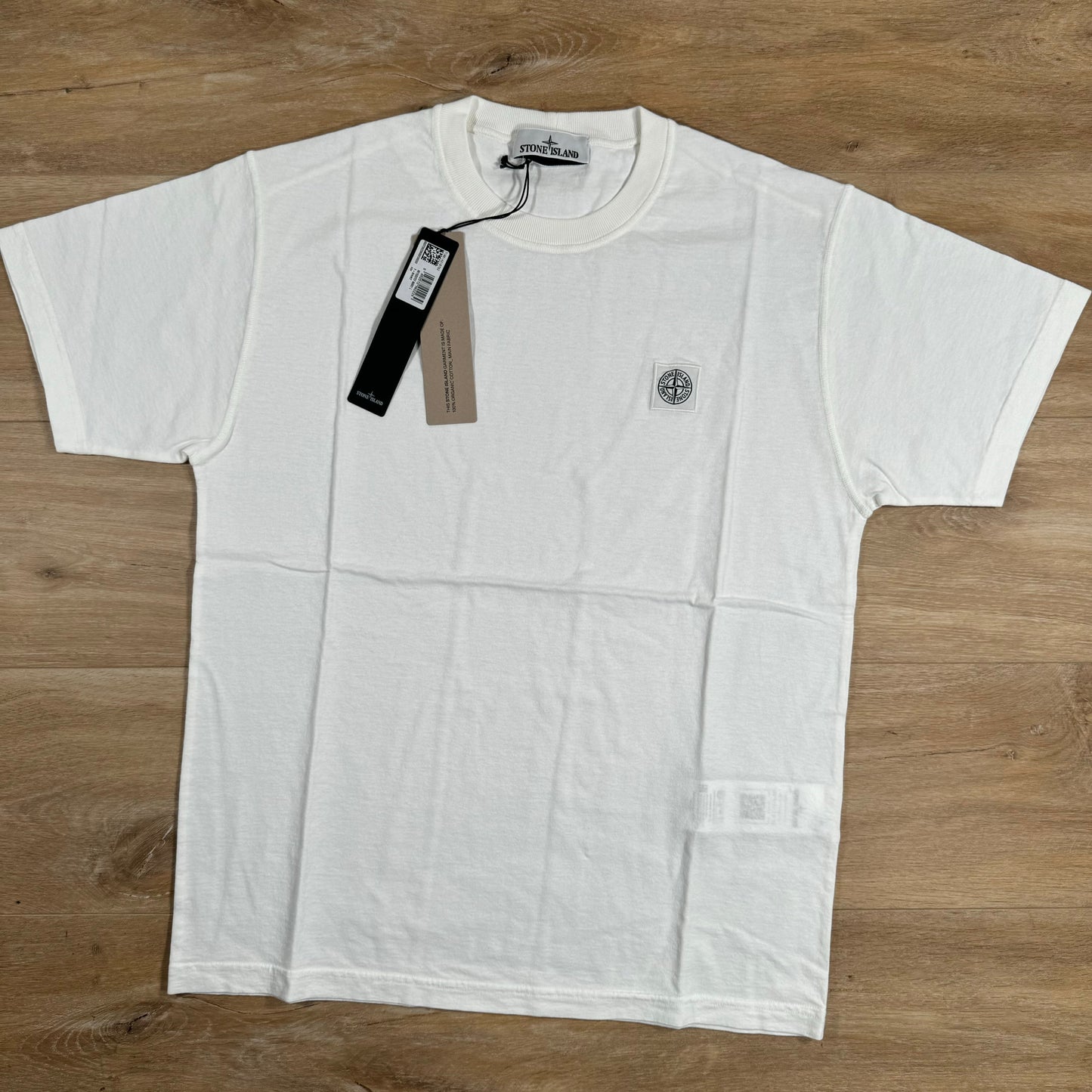 Stone Island Fissato Effect Patch Logo T-Shirt in White
