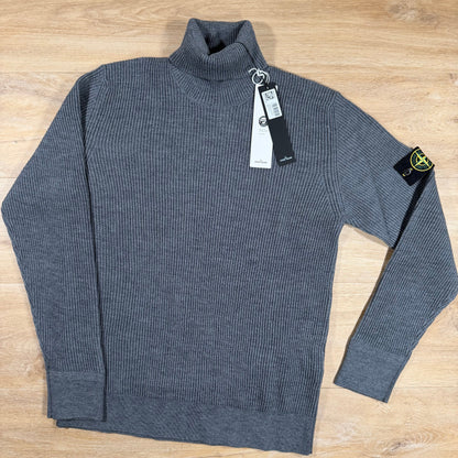 Stone Island Full Rib RWS Wool Turtleneck Jumper in Dark Grey
