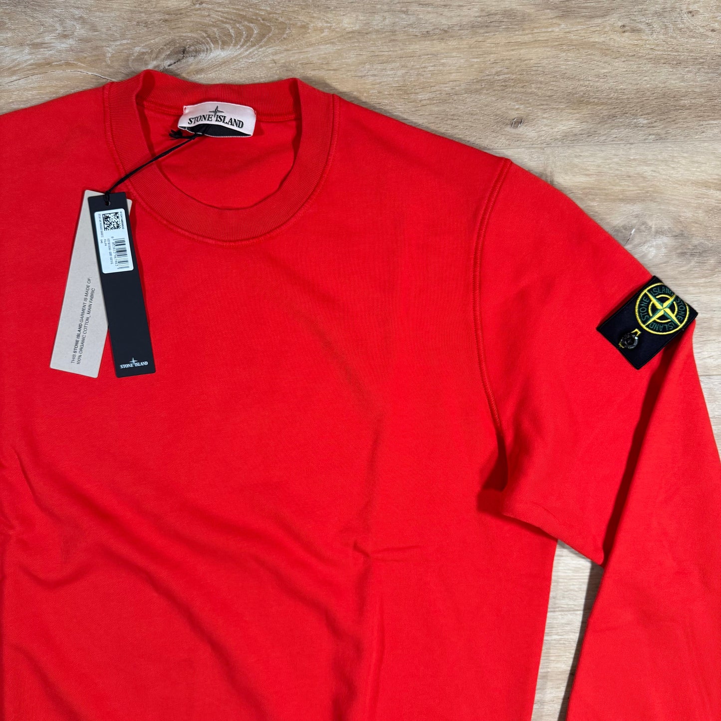 Stone Island Organic Cotton Fleece Crewneck Sweatshirt in Scarlet Red