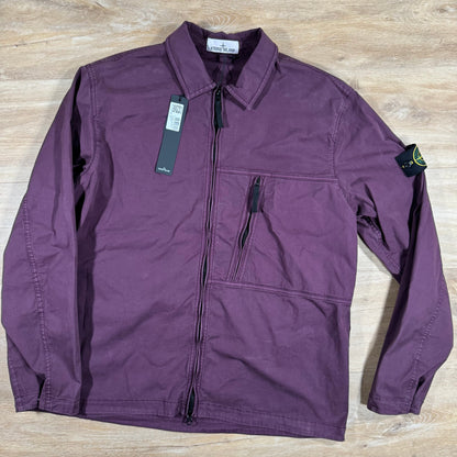 Stone Island Supima Cotton Twill Overshirt in Amaranth