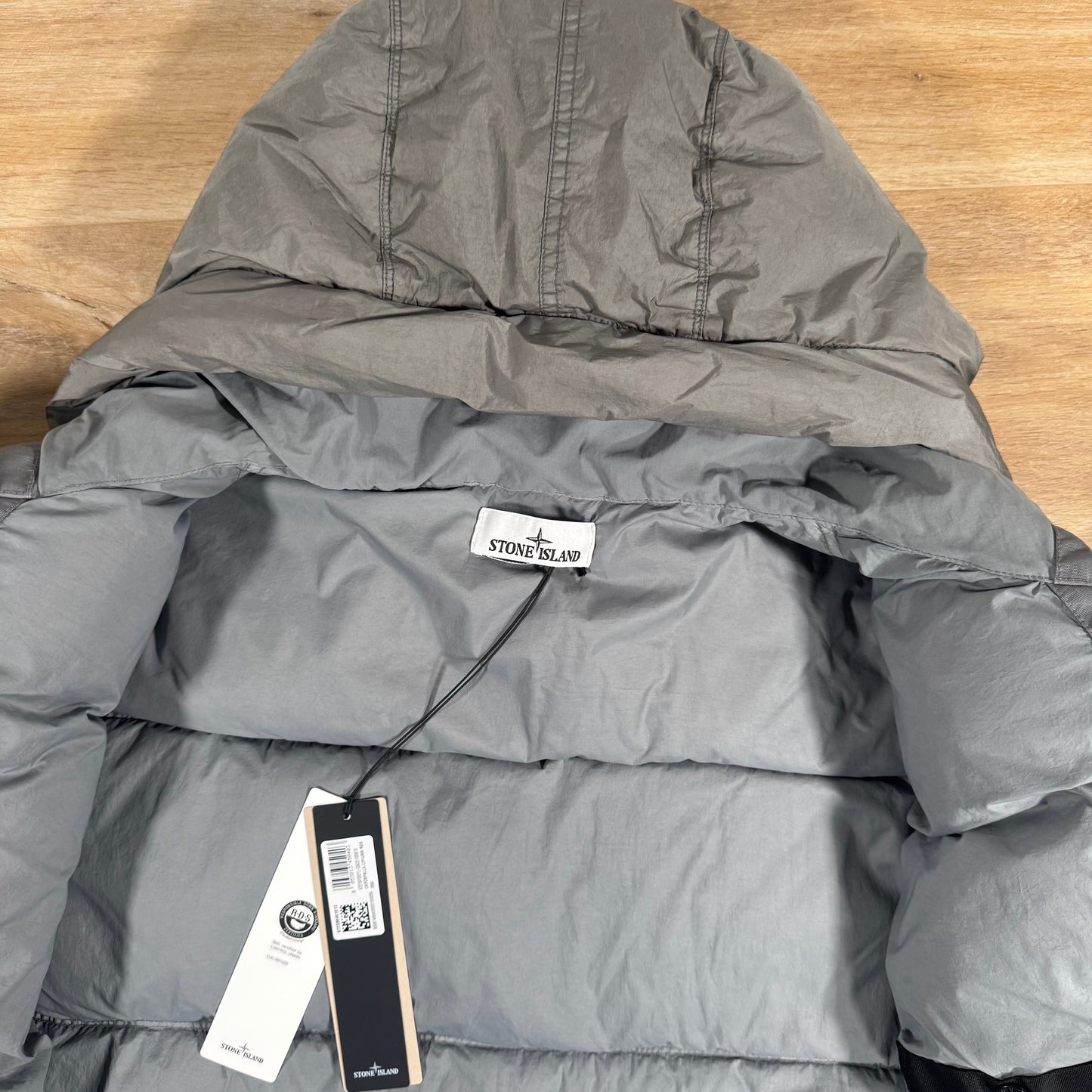 Stone Island Crinkle Reps NY Nylon Down Parka in Cement