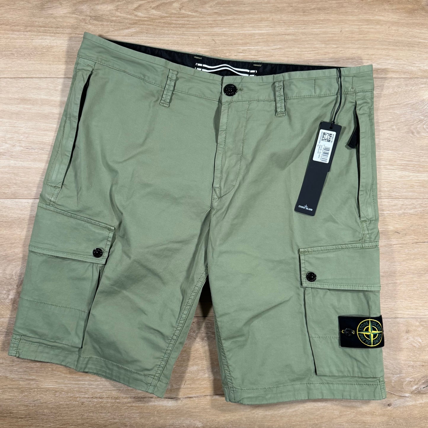 Stone Island Supima Cotton Twill Stretch-TC Bermuda Shorts in Sage Green