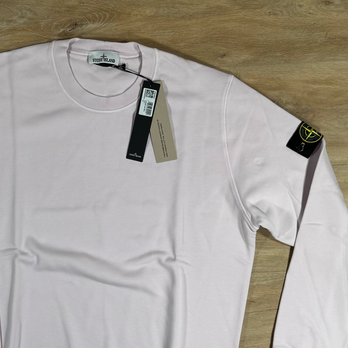 Stone Island Organic Cotton Fleece Crewneck Sweatshirt in Pink