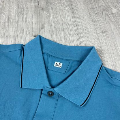 CP Company Piquet Polo Shirt - Aegean Blue
