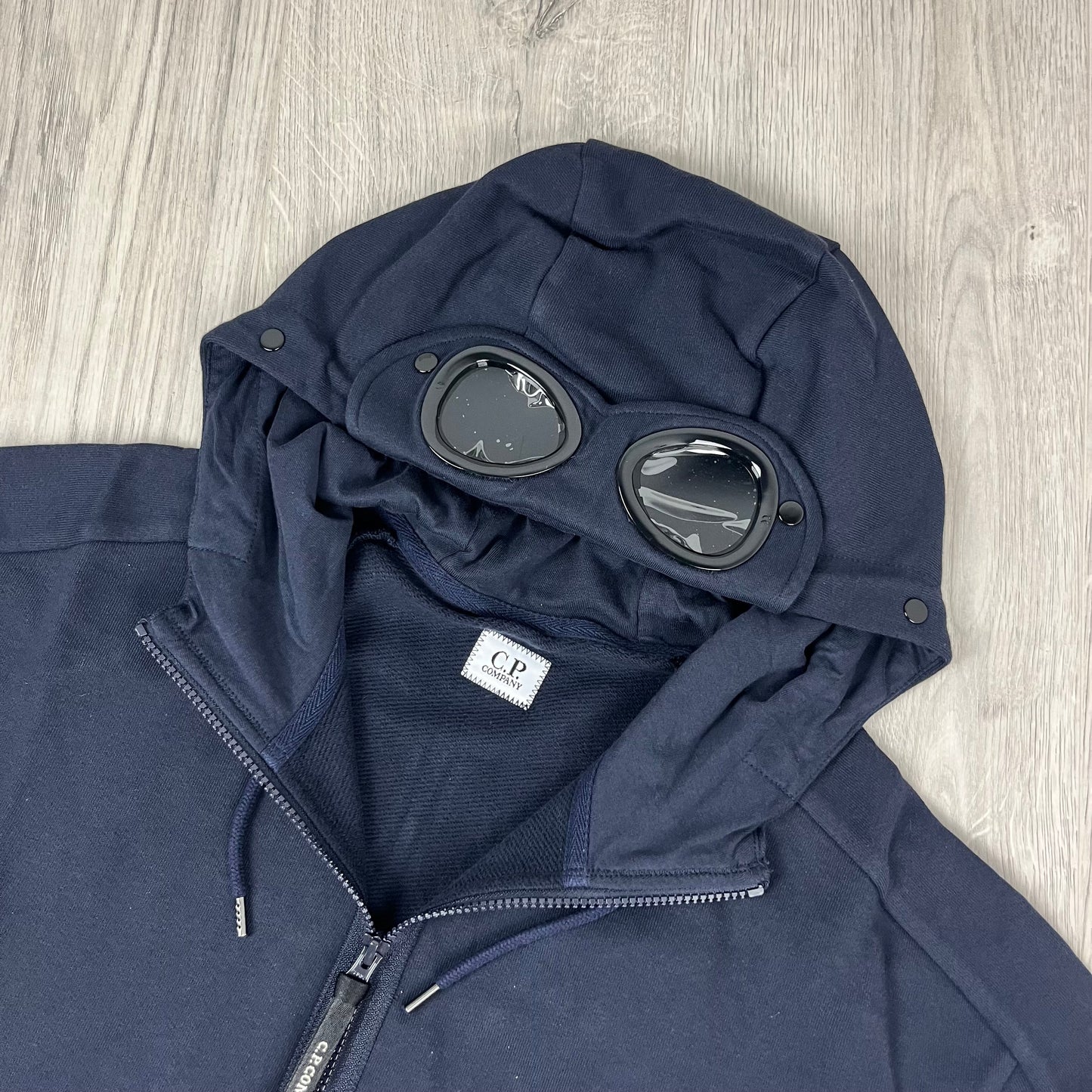 CP Company Raised Fleece Goggle Hoodie - Navy