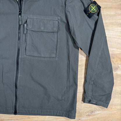 Stone Island Canvas Weave Cotton Overshirt in Lead Grey