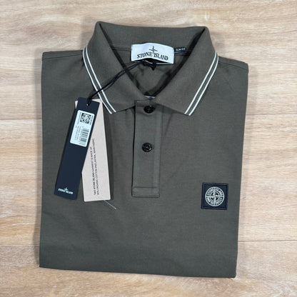 Stone Island Organic Cotton Pique Polo Shirt in Military Green