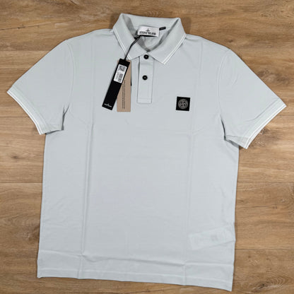 Stone Island Organic Cotton Pique Polo Shirt in Sky Blue