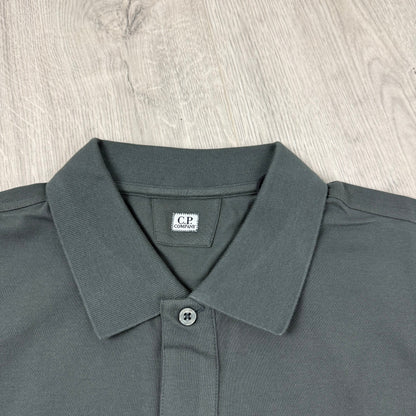 CP Company Piquet Polo Shirt - Gunmetal